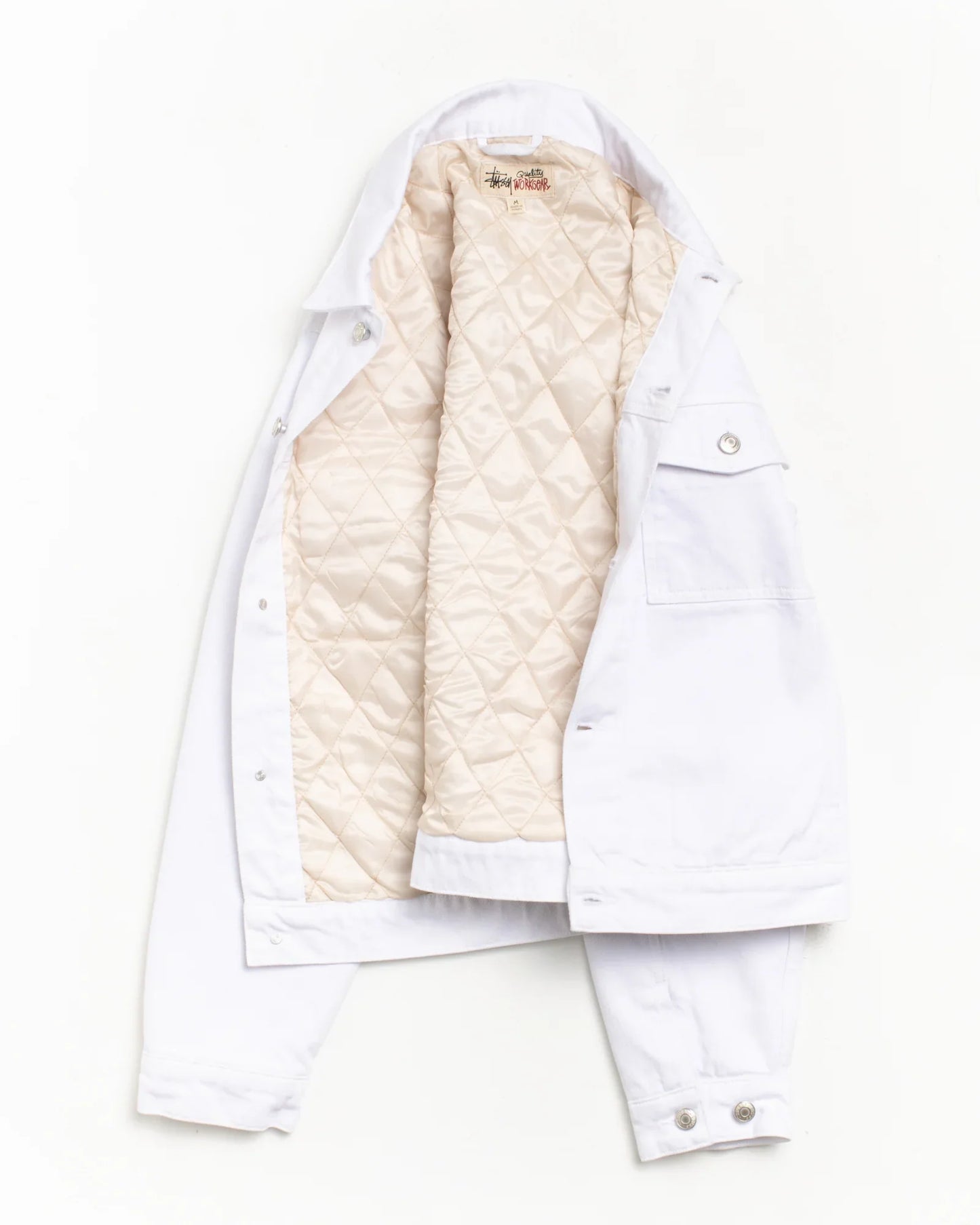 STUSSY LINED DENIM TRUCKER JACKET WHITE