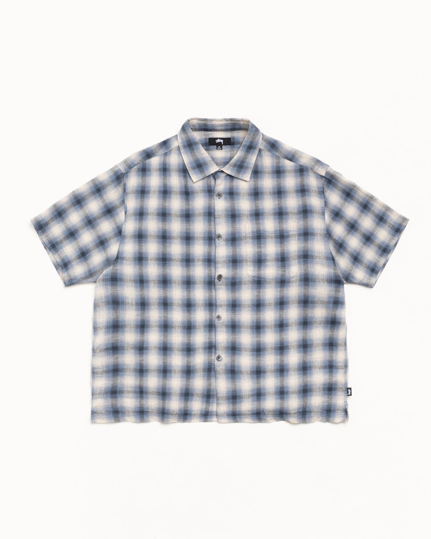 STUSSY LIAM SS PLAID SHIRT BLUE