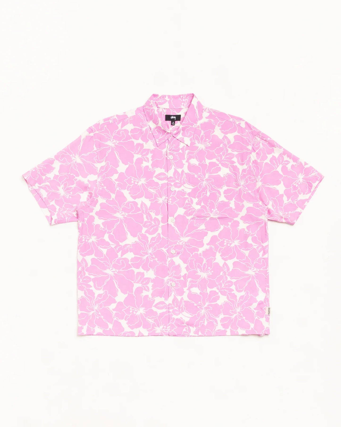 STUSSY FLORAL HAWAIIAN SHIRT PINK