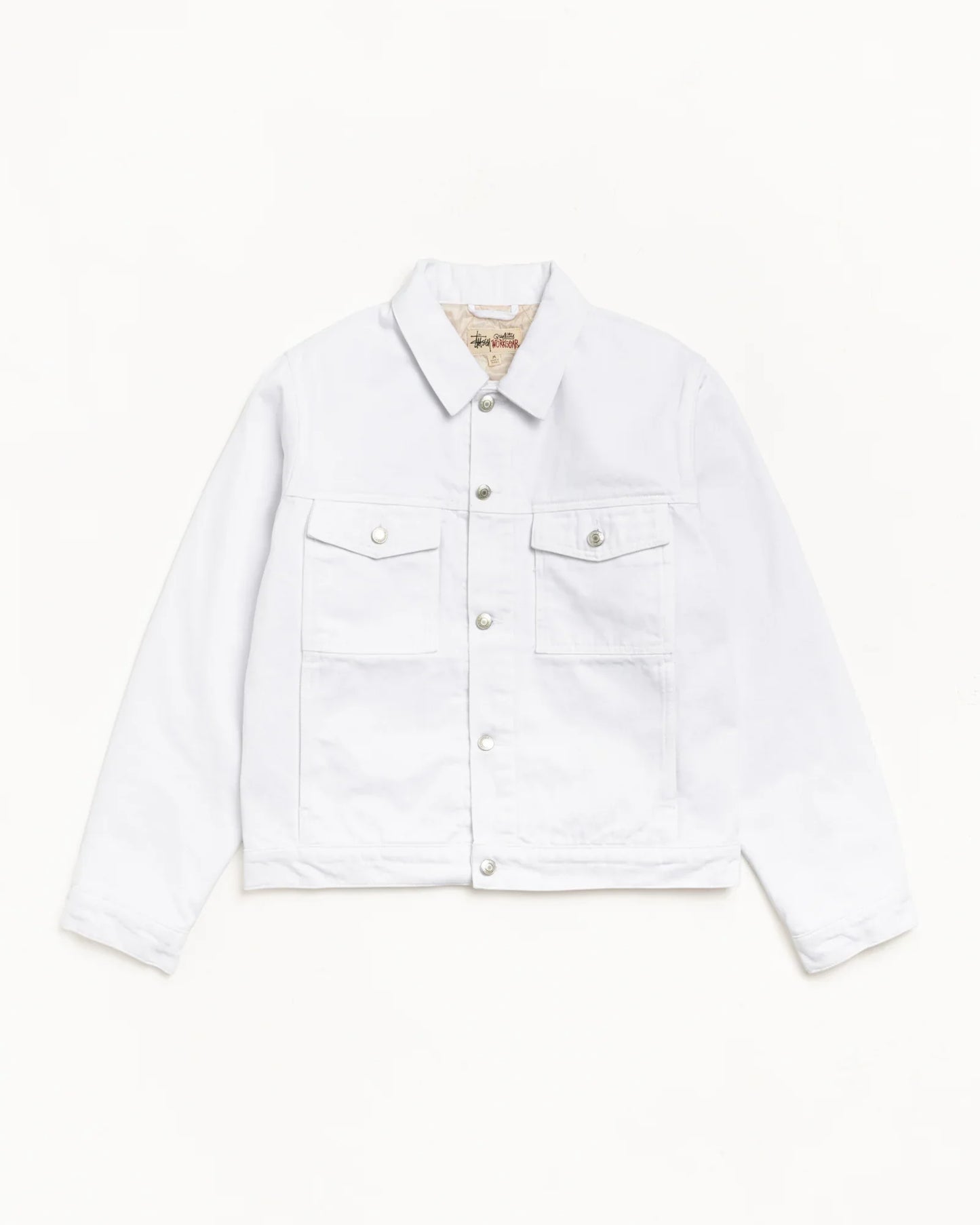 STUSSY LINED DENIM TRUCKER JACKET WHITE