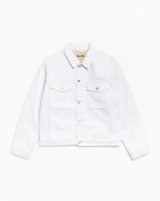 STUSSY LINED DENIM TRUCKER JACKET WHITE