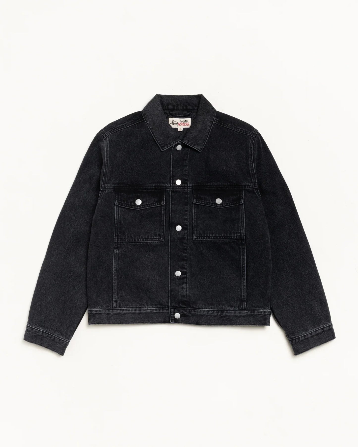 STUSSY LINED DENIM TRUCKER JACKET VINTAGE BLACK