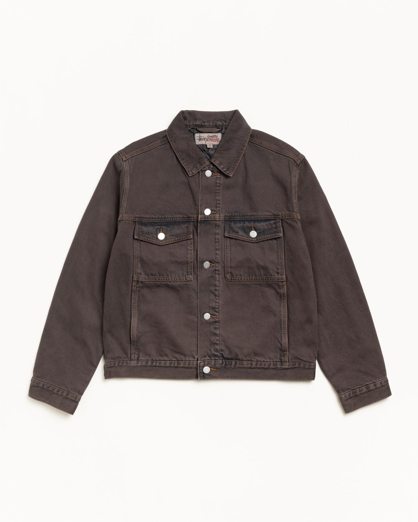 STUSSY LINED DENIM TRUCKER JACKET BROWN