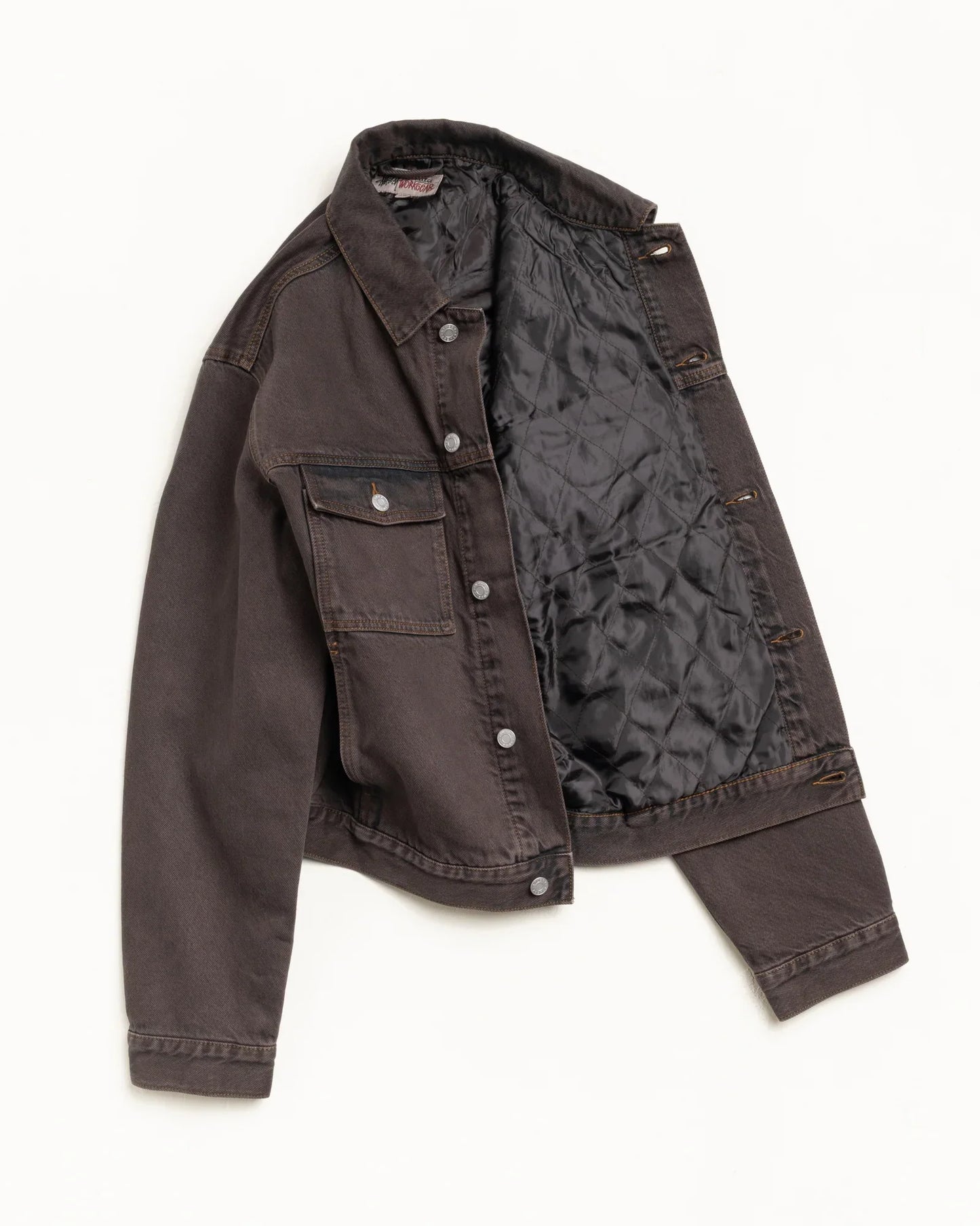 STUSSY LINED DENIM TRUCKER JACKET BROWN